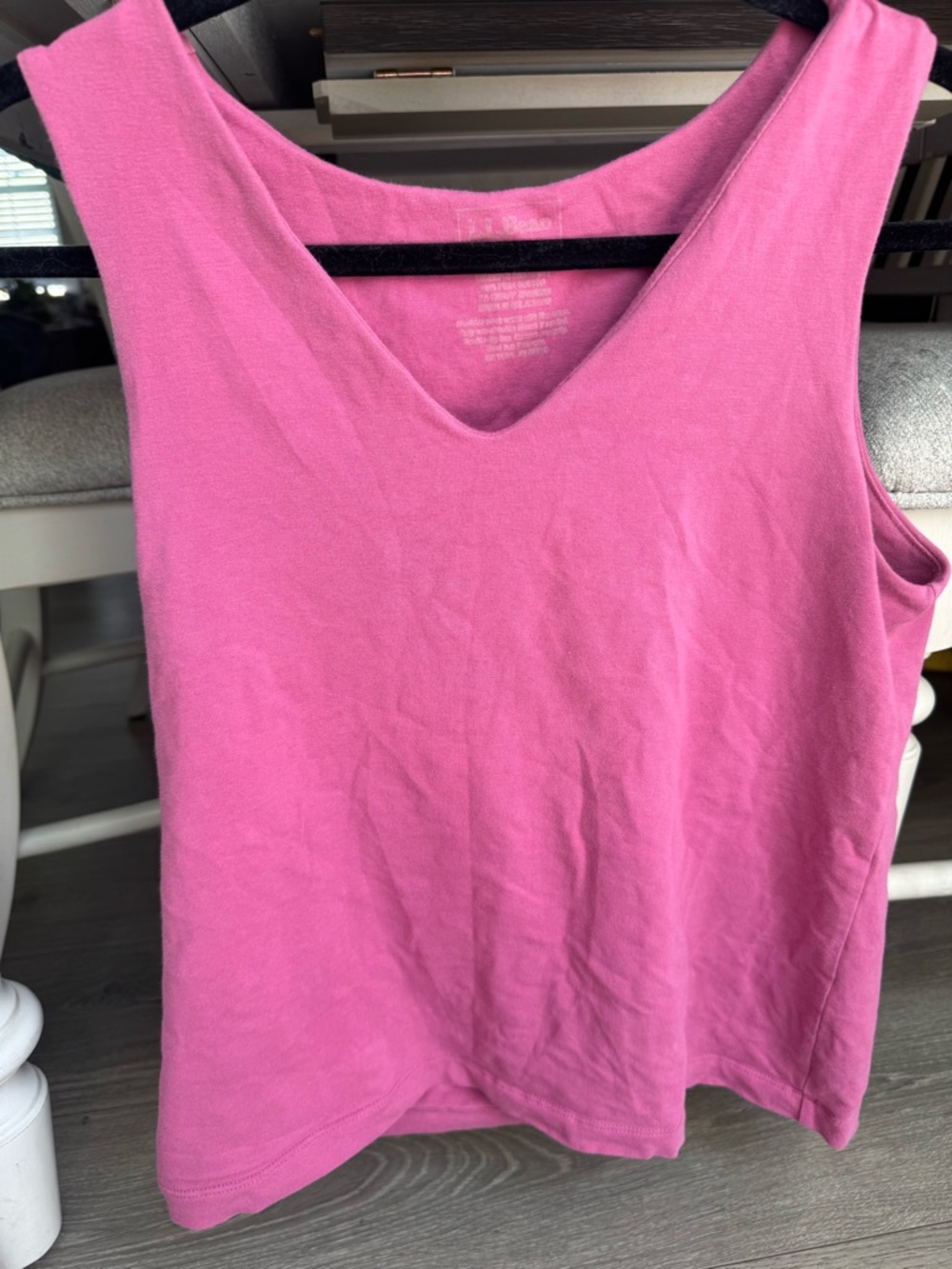 L.L. Bean Pink V-Neck Tank Top